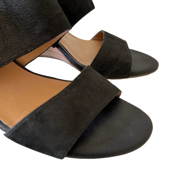 Franco Sarto 8 Black Wedge Leather Sandals - Picture 5 of 8